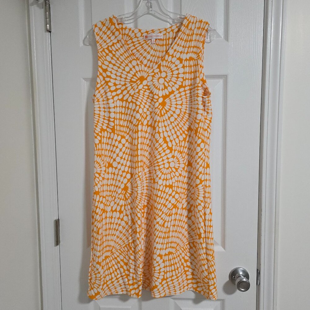 Jude Connally Dress Large Orange & White Stretch